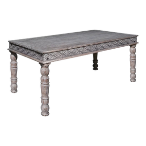 1980s Shabby Chic Distressed White Wood Dining Table