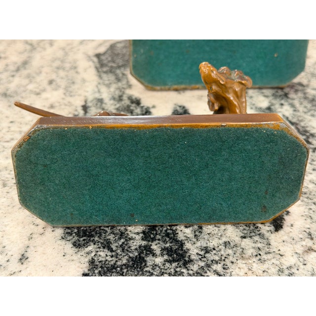 Early 20th Century Animalier-Style Bronzed Hunting Dog Sculptures or Bookends – Pair For Sale - Image 12 of 17