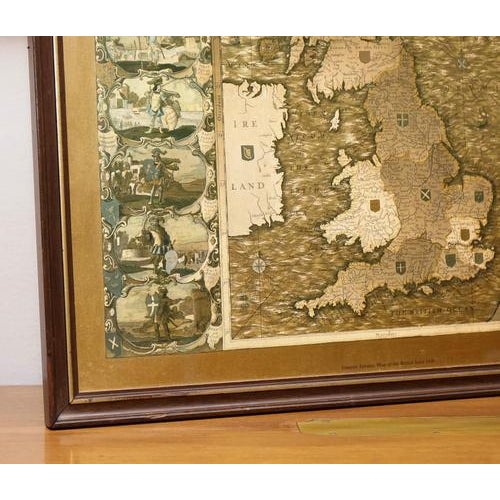 Wood Vintage Gold Foil Map of the British Isles by Joannes Janssen, 1646 For Sale - Image 7 of 12