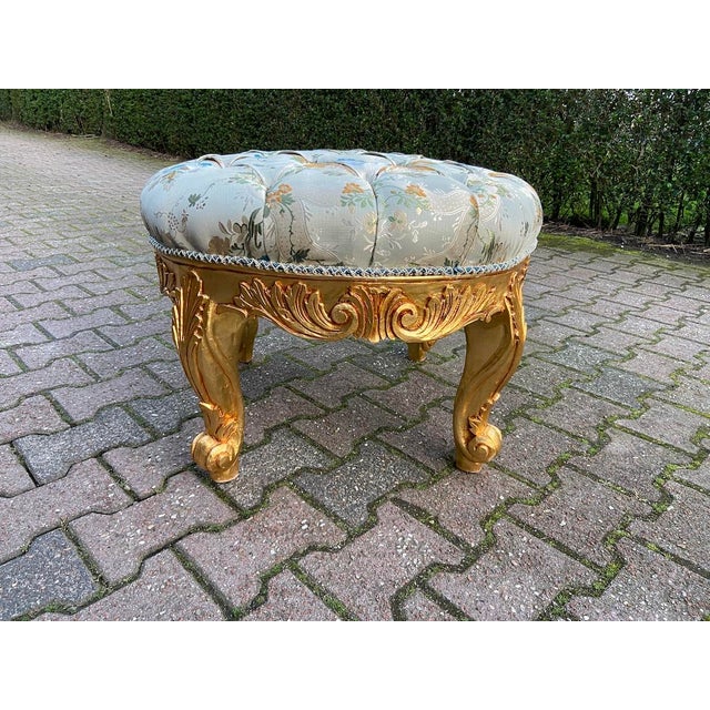 Late 20th Century Late 20c French Louis XVI Gold Damask Bench - 1 Pc For Sale - Image 5 of 11