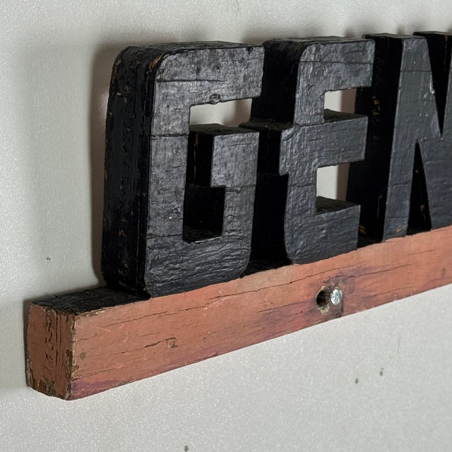 Lovely Vintage "General Practice" Painted Wood Sign in Pink and Black For Sale In New York - Image 6 of 9