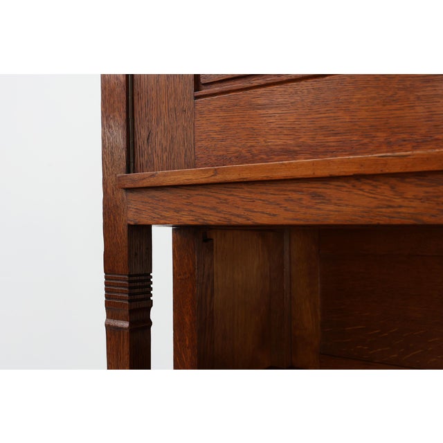 Brown Antique Dutch Jugendstil Oak Cabinet with Open Shelf Section, 1890s For Sale - Image 8 of 17