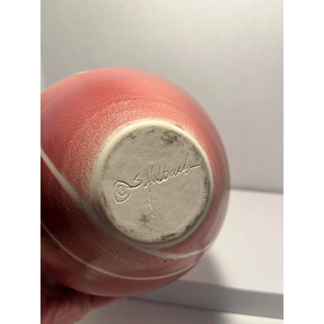 1990s Post-Modernist Abstract S Hubbard Signed Glazed Pottery Vase For Sale - Image 4 of 6