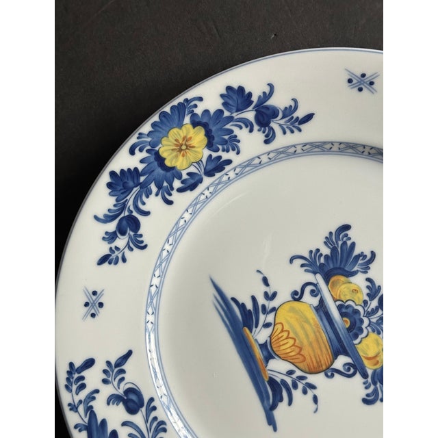 Ceramic French Country Style Blue and Yellow Decorative Plate For Sale - Image 7 of 10