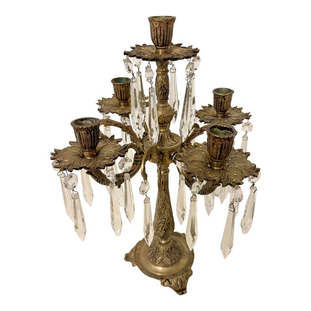 Antique European Girandole Cast Brass Candelabra For Sale