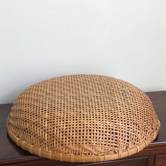 Vintage Mid-20th Century Handwoven Chinese Winnowing Basket For Sale In Baltimore - Image 6 of 11