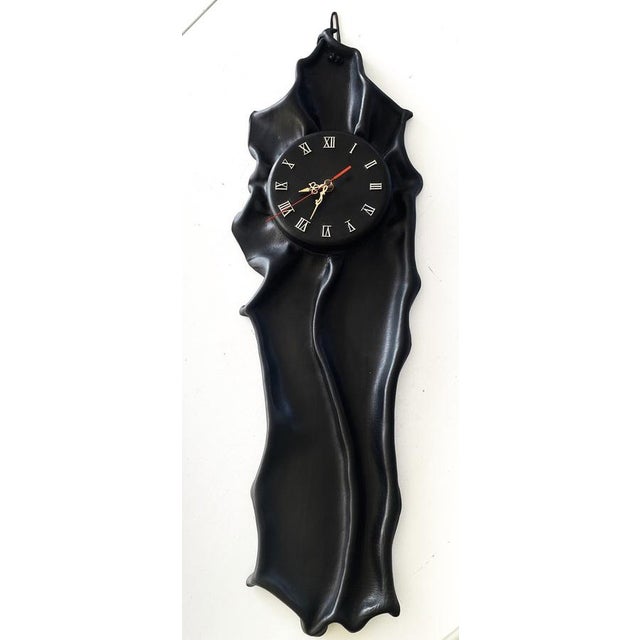 1980s Large Handmade Leather Wall Clock, 1980s For Sale - Image 5 of 13