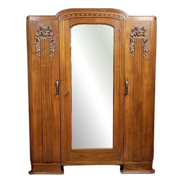 Art Deco Wardrobe in Walnut For Sale