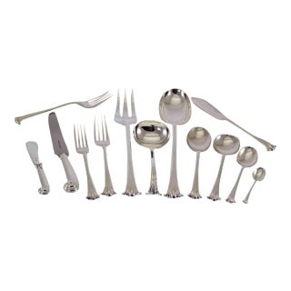 Vintage / New C. J. Vander Silverplate Onslow Pattern Flatware Set for 12- 90 Pieces For Sale