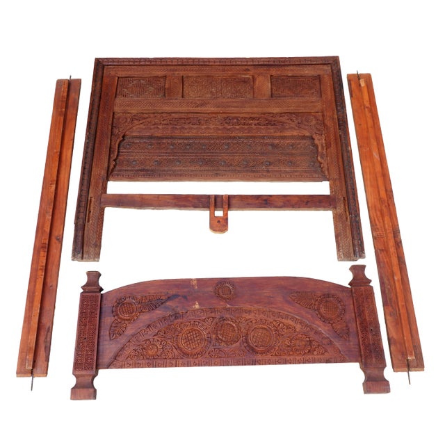 1950s Vintage Cedar Double Bed, Swat-Tal, Pakistan For Sale - Image 5 of 18