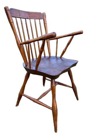 19th Century Antique Early American Primitive Style Windsor Spindle Back Armchair
