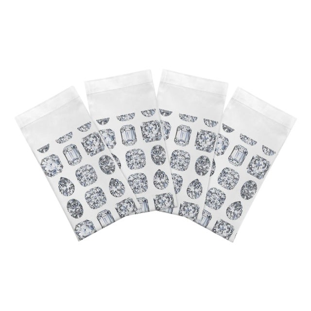 Bougie Diamonds Ice Cotton Sateen Dinner Napkins, Set of 4 For Sale