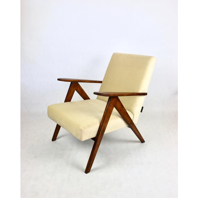 Model B-310 Armchair in Beige Light Velvet, 1970s For Sale - Image 10 of 12