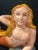 Folk Art Carved Wood Mermaid Sculpture With Gold Haier and Orange Tail and Glass Eyes For Sale In New York - Image 6 of 10
