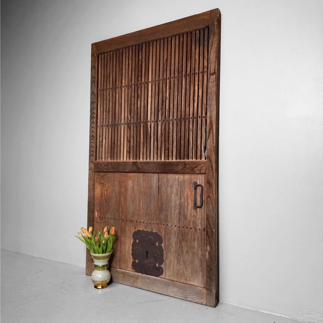 Contemporary Antique Japanese Wooden Rolling Door, 1890s For Sale - Image 3 of 18