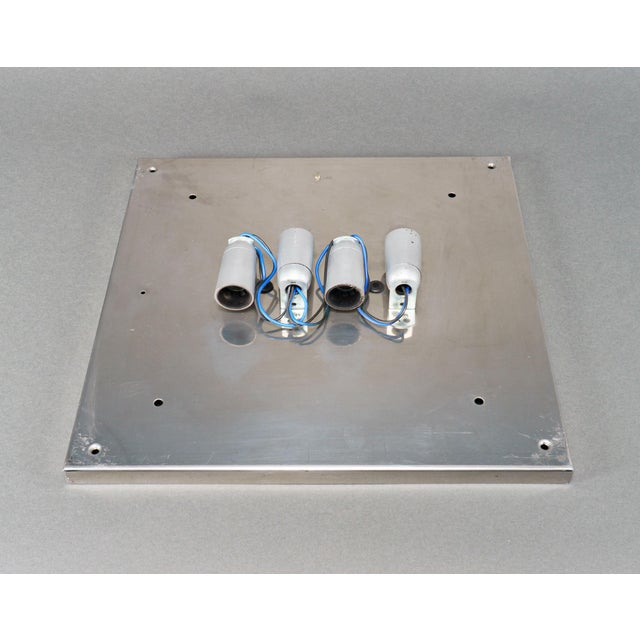 1970s Italian Ice Glass and Chrome Wall Sconce or Ceiling Lamp, 1970s For Sale - Image 5 of 6