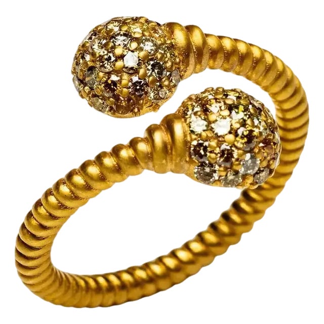 18k Gold and Champagne Diamond Wrap Ring For Sale