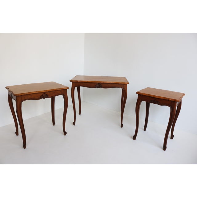 Wood Louis XV Style Nesting Tables, 1960s, Set of 3 For Sale - Image 7 of 12