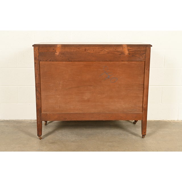 Berkey & Gay Style Antique Art Deco Carved Walnut Three-Drawer Dresser or Chest of Drawers, Circa 1930s For Sale - Image 13 of 15