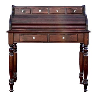 Ethan Allen Antique Tavern Pine Roll Top Desk For Sale