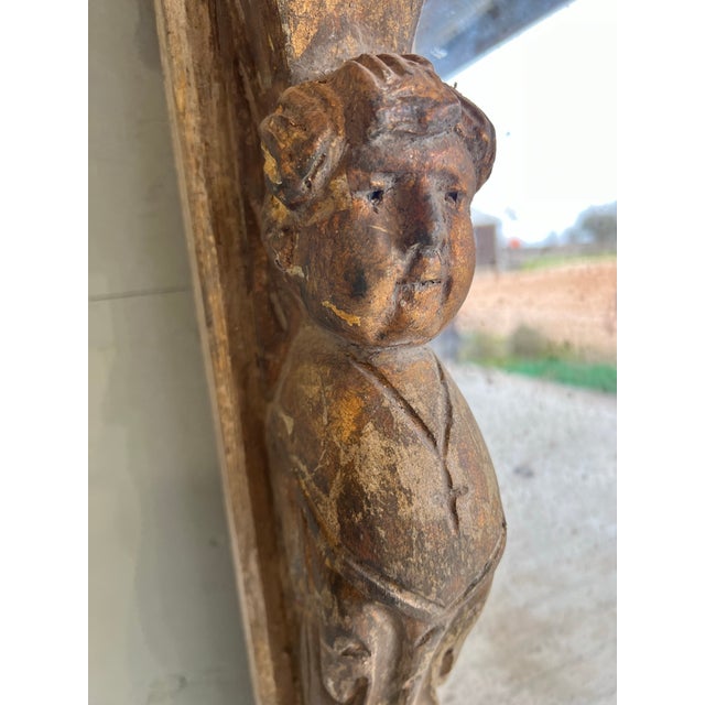 Italian Italian Carved Mirror From Tuscany With Gold Faces For Sale - Image 3 of 9