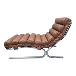 MCM Milo Baughman Style Chrome Tubular Chaise Lounge Chair Newly Reupholstered