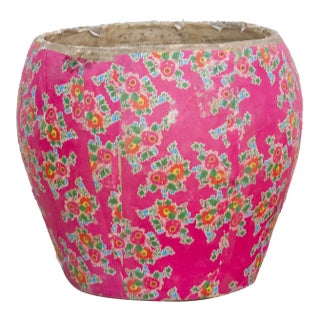 Pink Garden Mongolian Vintage Basket For Sale