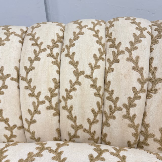 Brown Danish Banana Style Channel Tufted Loveseat, Vintage For Sale - Image 8 of 12