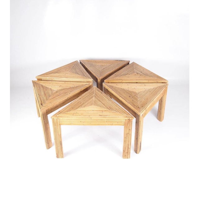 Light Yellow Vintage Rattan Modular Coffee Tables, Set of 6 For Sale - Image 8 of 11