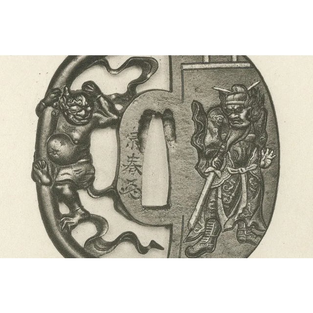 Title: mythical and narrative japanese tsuba designs – plate xiii from section vi of g. A. Audsley’s decorative art...
