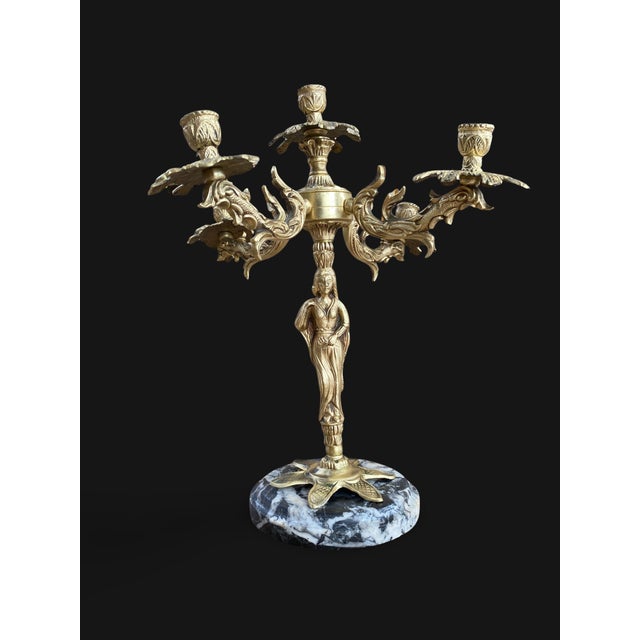 Metal French Gilt Bronze and Marble Candleholders, 1800s, Set of 2 For Sale - Image 7 of 18