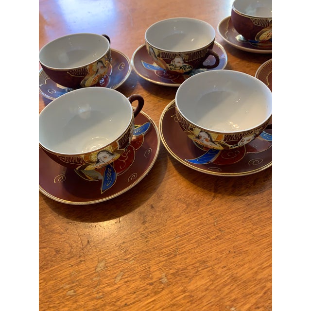 Mid 20th Century Japanese Dragonware Moriage Tea Set Kutani Lithophane Serves 8 For Sale In New York - Image 6 of 12