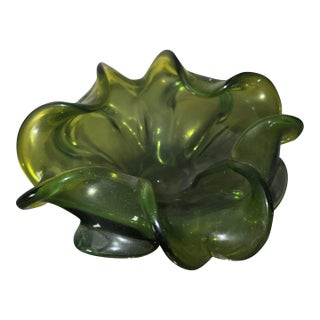 Vintage Murano Glass Bowl Barovier Toso Flower Console Dish For Sale