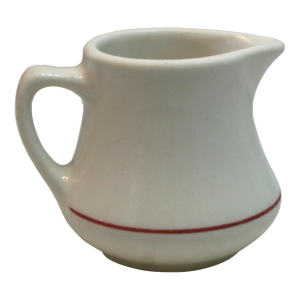 Mid Century Homer Laughlin Ceramic Small Classic Red Line Off White Creamer