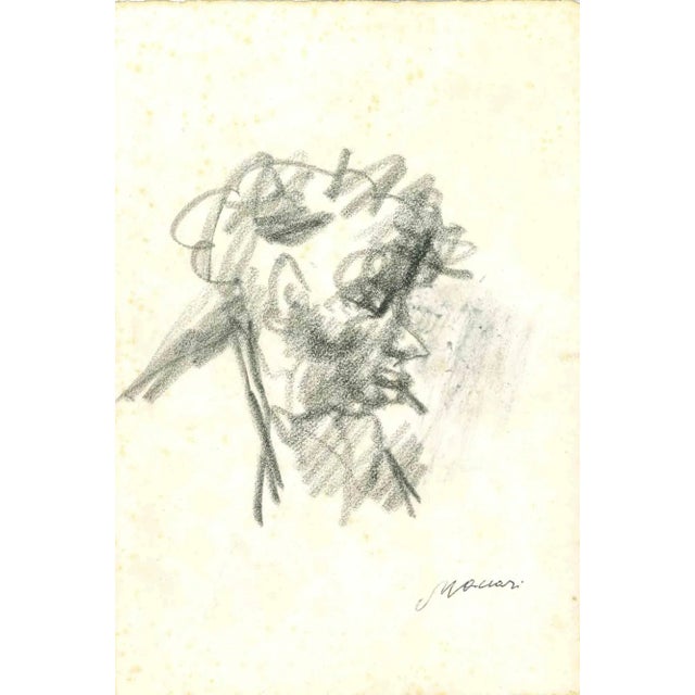 The Profile is an original Drawing on paper realized by Mino Maccari in mid 20th century. Hand-signed on the lower. Good...