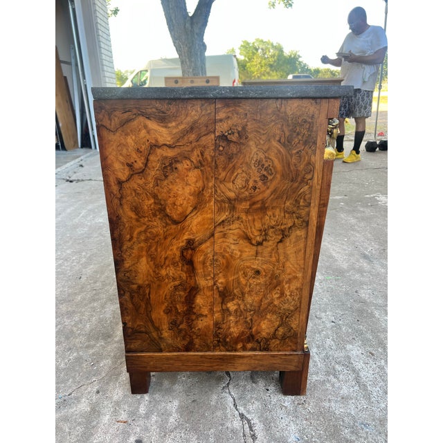 French 19th Century Empire Marble Top Burl Walnut Commode For Sale - Image 12 of 12