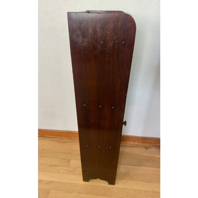 Coffee Antique Edwardian Arts & Crafts Narrow Glazed Bookcase C. 1910 For Sale - Image 8 of 18