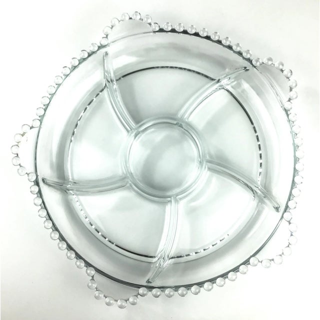 1950s Vintage Divided Glass Condiment Serving Plate For Sale - Image 5 of 11
