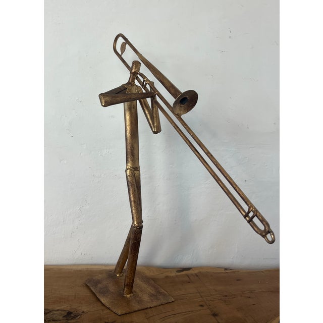 Brutalist Large Handcrafted Metal Folk Art Sculptures of a Jazz Band, 1960s, Set of 6 For Sale - Image 3 of 18