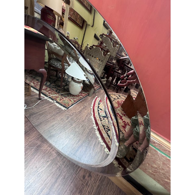 1980s 1981 Italian Modern Fontana Arte Style Round Beveled Mirror For Sale - Image 5 of 8