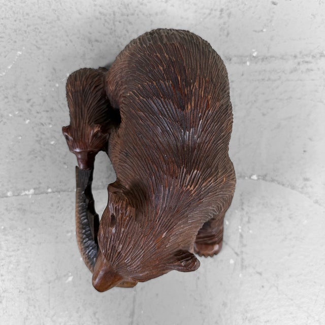 Japanese Kibori Kuma Carved Wooden Bear, 1950 For Sale - Image 9 of 11