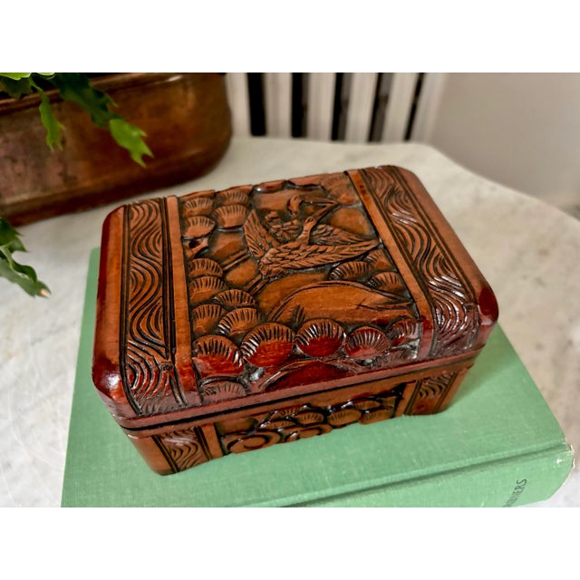 Wood Mid 20th Century Chinese Camphor Wood Dresser Box, Hand Carved For Sale - Image 7 of 7