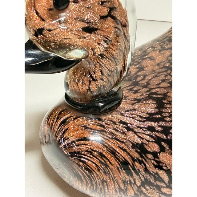 Black and Avventurine Murano Glass Duck attributed to Seguso, Italy, 1970s For Sale - Image 11 of 17