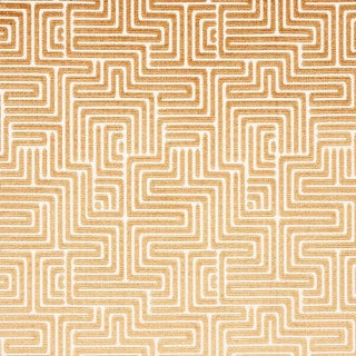 Schumacher Lisboa Velvet Fabric in Gold For Sale