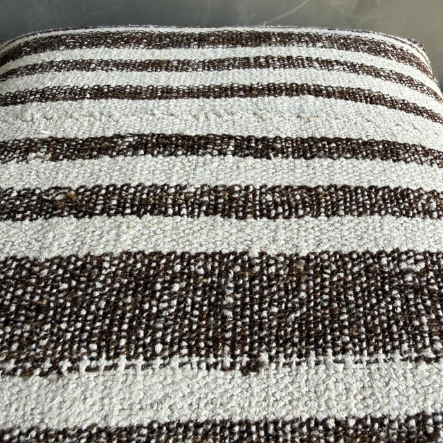 Vintage Rug Pillow Cover With Stripes For Sale - Image 4 of 7