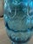 Blown Art Glass Vase Teal Blue With Pattern in Glass 11” For Sale - Image 9 of 10