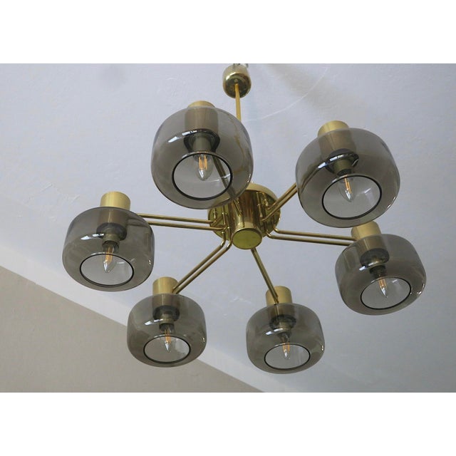 Large Brass and Glass Chandelier from Hans-Agne Jakobsson, Sweden, 1960s For Sale - Image 5 of 11