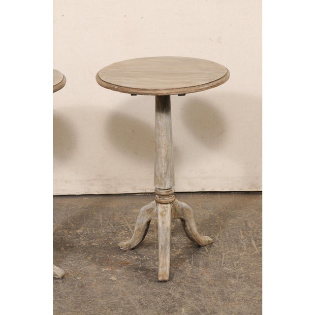 Vintage Round Pedestal Side Tables - A Pair For Sale - Image 10 of 11