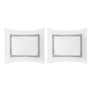 Greek Key King Sham in Charcoal - a Pair For Sale