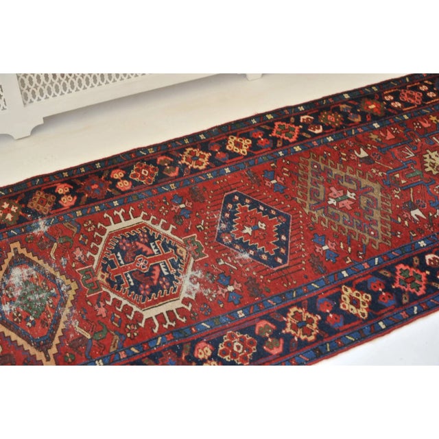 Red 1930s Tribal Geometric Runner Rug , 3.1 x 13.10 For Sale - Image 8 of 11